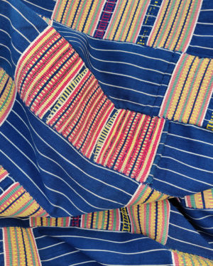 Indigo Blue and White Ewe Kente Cloth African Textile For Sale at